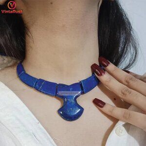 Antique Lapis Lazuli Stone Round Arrow  Choker Necklace